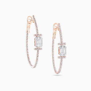 Deco Vintage hoop earrings with rose gold and diamonds