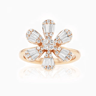 The Flora 18k rose gold ring with diamonds