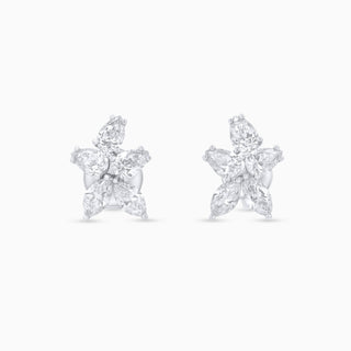 Flora Burst Earrings, Platinum and Diamonds