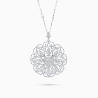 Flora Mosaic Necklace, White Gold and Diamonds
