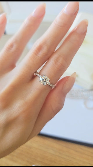 Luna Twist 1 ct. Lab Grown Diamond Engagement Ring in 18K White Gold size 6.5