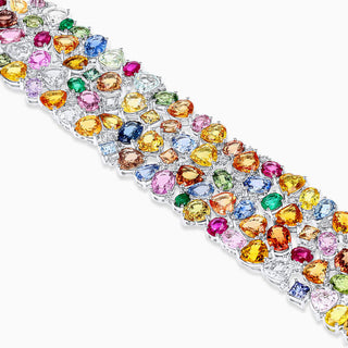 The Gemma Grand bracelet with white gold, colored sapphires, and diamonds
