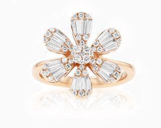 The Flora ring with rose gold and diamonds
