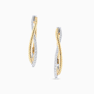 Cosmic Weave Hoop Earrings, 2-Tone Gold and Diamonds