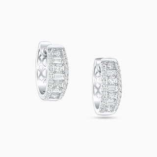 Deco Loop Earrings, White Gold and Diamonds