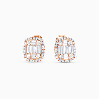 Deco One Studs, Rose Gold and Diamonds