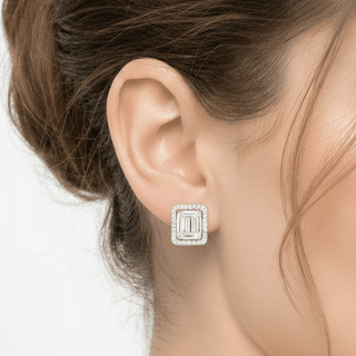 Deco Frame Studs, White Gold and Diamonds