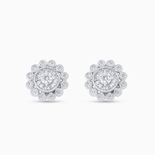 Flora Sun Earrings in 18K White Gold and Diamonds