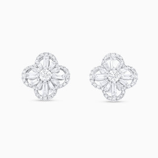 Flora Clover Studs, White Gold and Diamonds