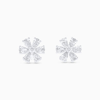 Flora Lily Studs, White Gold and Diamonds