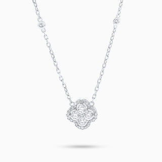 Flora Clover Necklace, White Gold and Diamonds