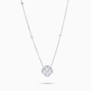 Flora Clover Necklace, White Gold and Diamonds