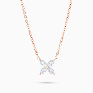 Flora Lily Necklace, Rose Gold and Diamonds