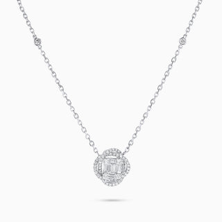 Flora Rose Necklace, White Gold and Diamonds
