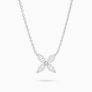 Flora Lily Necklace, 18K White Gold and Lab Diamonds (0.54ct.tw.)