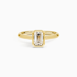 Solara Emerald-Cut Bezel Diamond Ring in 18K Yellow Gold