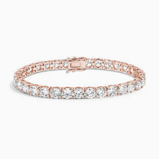 16ctw. Round Diamond Basket 4-prong Tennis Bracelet in 18K Rose Gold, 6.75"