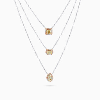 Starlight Trio Necklace, White Gold and Diamonds, Yellow Diamonds