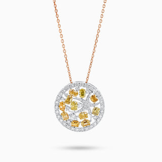 Starlight Mosaic Necklace, Tri-Color Gold and Yellow, White Diamonds