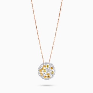 Starlight Mosaic Necklace, Tri-Color Gold and Yellow, White Diamonds