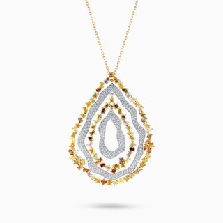 Starlight Necklace, Two-Toned Gold and Yellow, White Diamonds
