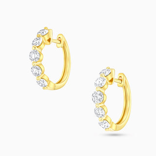 Seamless Shared Prong Hoop, Yellow Gold and Diamonds