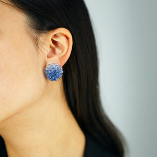 Gemma Blossom Earrings, White Gold and Sapphires