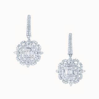 Cosmic Drop Earrings, 18K White Gold and Diamonds