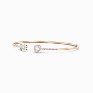 Deco Flex Duo Bangle, 18K Rose Gold and Diamonds