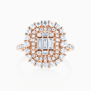 Deco Classic Ring, Rose Gold and Diamonds