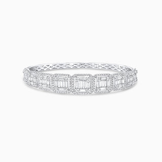 Deco Gradient Bangle, White Gold and Diamonds