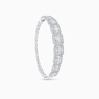 Deco Gradient Bangle, White Gold and Diamonds