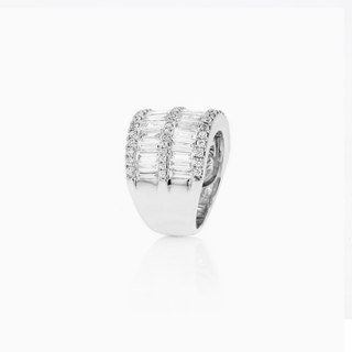 Deco Milan Ring, 18K White Gold and Diamonds