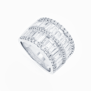 Deco Milan Ring, 18K White Gold and Diamonds