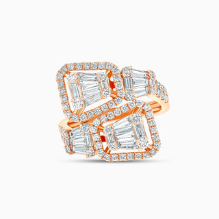 Deco Vicenza Ring, Rose Gold and Diamonds