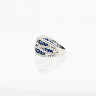 Gemma Sapphire Ring, 18K White Gold and Diamonds