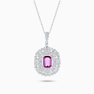Gemma Decadence Necklace, White Gold and Pink Sapphire, Diamonds
