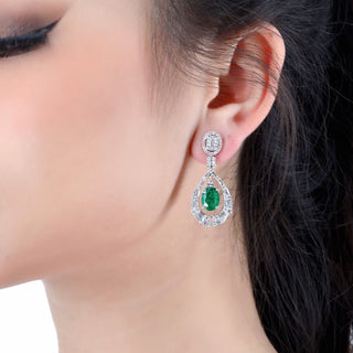 Gemma Nile Earrings, White Gold and Emeralds, Diamonds