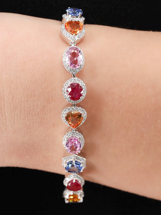 Gemma Prism Bracelet, White Gold and Colored Sapphires, Diamonds