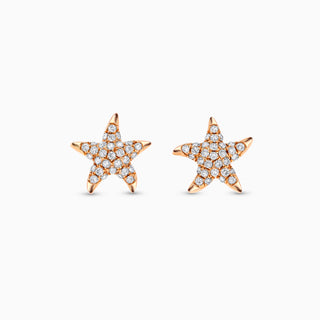 Seamless Starfish Studs, White Gold and Diamonds