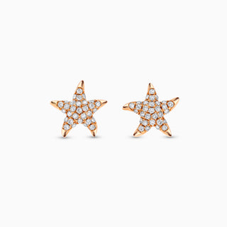 Seamless Starfish Studs, Rose Gold and Diamonds