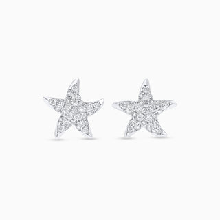 Seamless Starfish Studs, White Gold and Diamonds