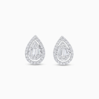 The Deco Pear studs with white gold and diamonds