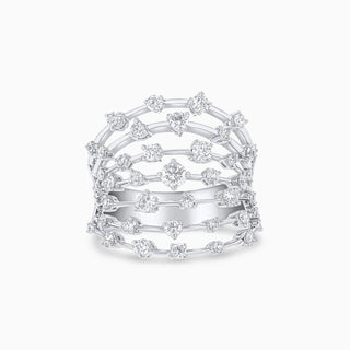 Cosmic Constellations Wide Ring, White Gold and Diamonds