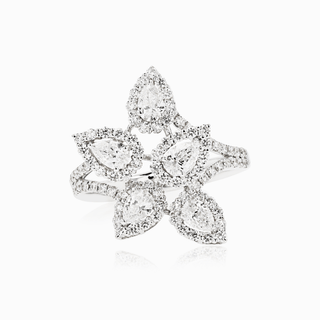 Flora Cluster Ring, White gold and Diamonds