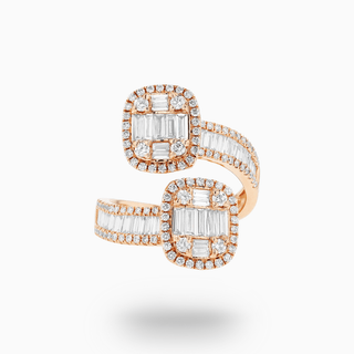 Deco Duo Motif Ring, White Gold and Diamonds