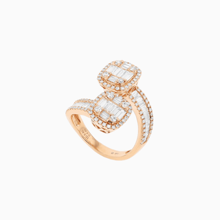 Deco Duo Motif Ring, White Gold and Diamonds