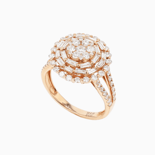Deco Fiero Ring, Rose Gold and Diamonds