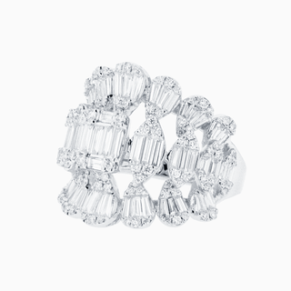 Deco Rhythm Ring, 18K White Gold and Diamonds