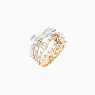 Deco Urus Ring, Tri Color Gold and Diamonds
